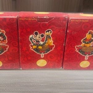3 Disney Characters Stocking Holders Mickey/Pluto Tigger/Pooh Christmas New